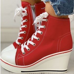 ❤️Lace-Up Thick Soled Heel Canvas Sneakers❤️